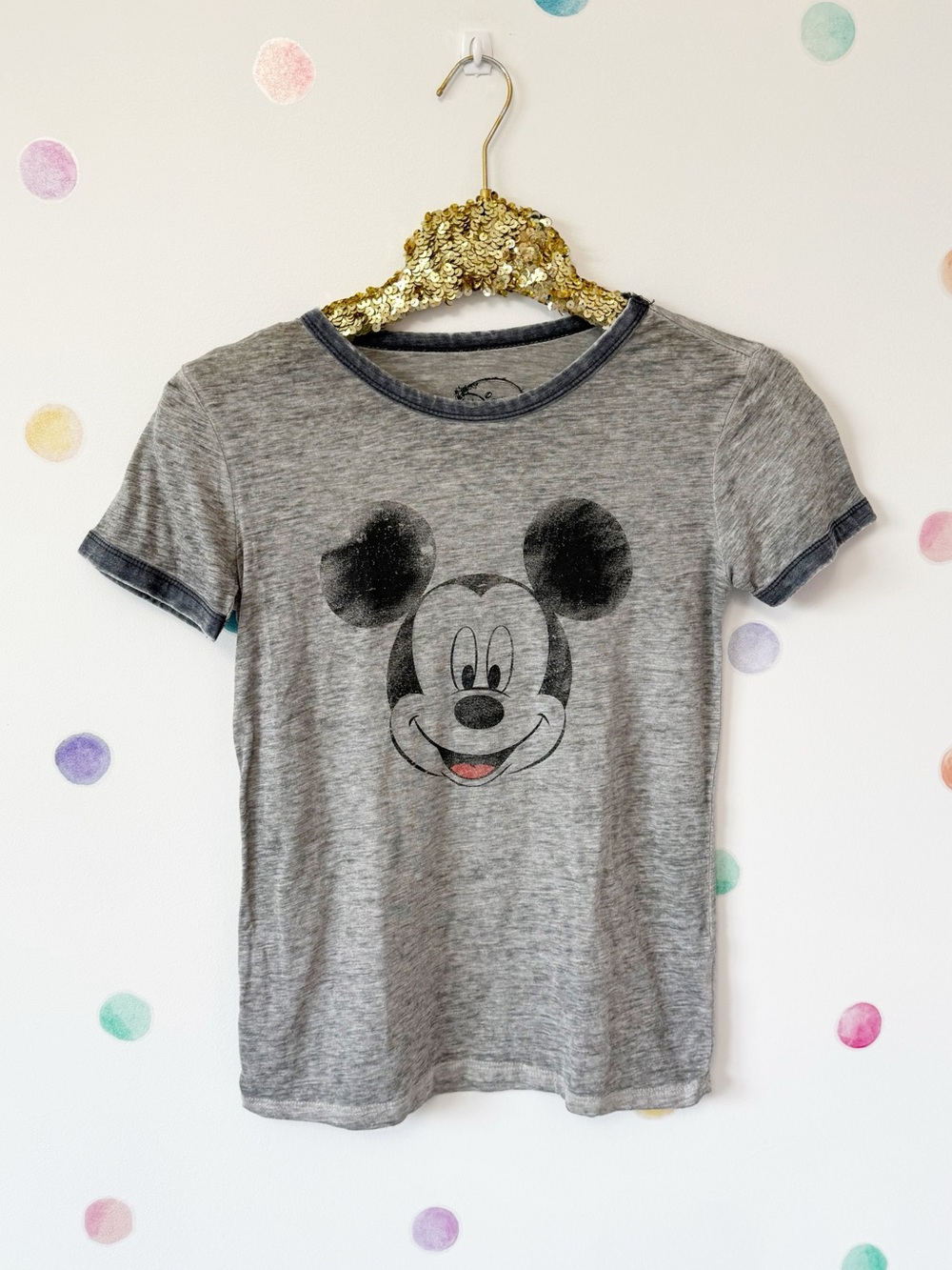 Disney Gray Mickey Mouse Short Sleeve Tee
